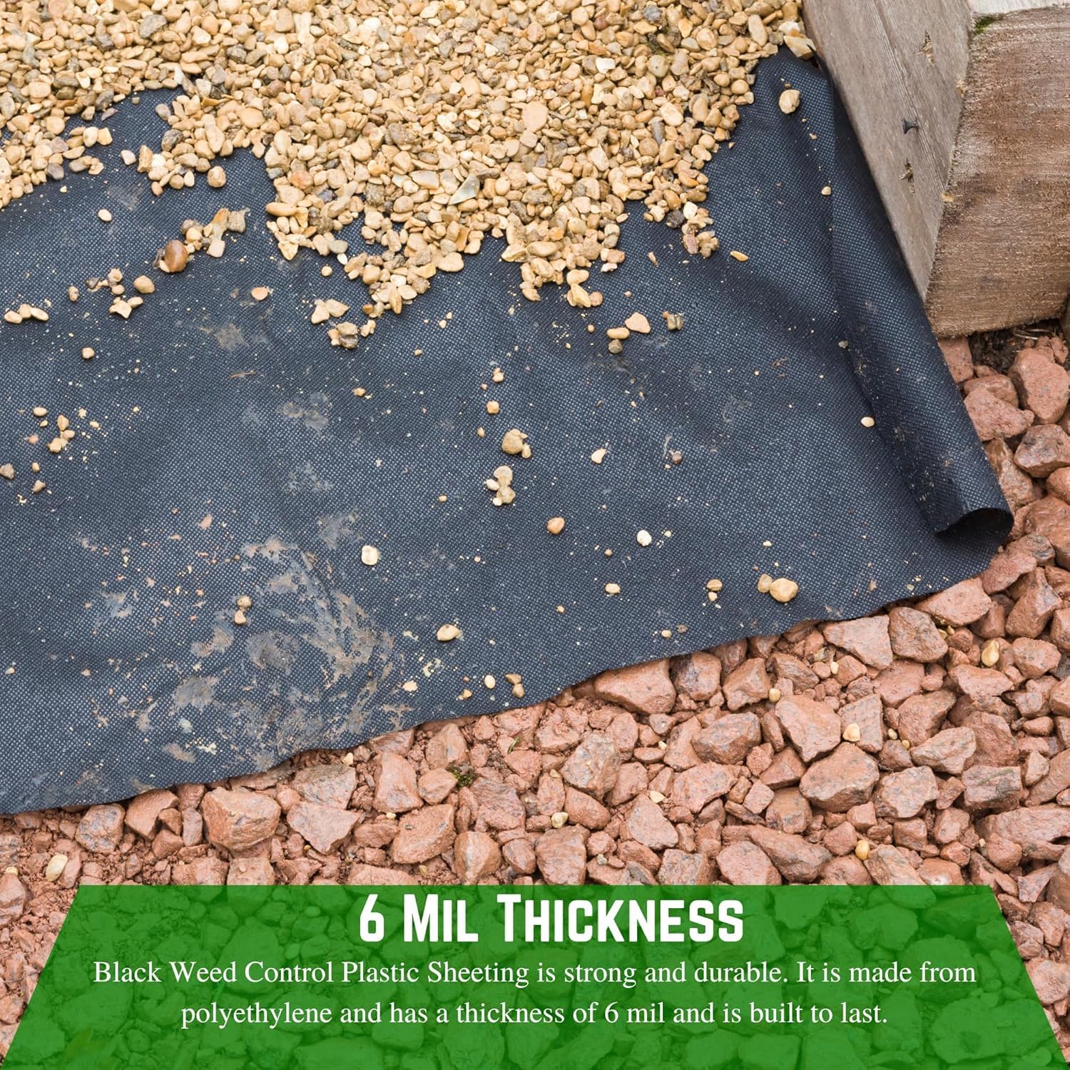 Farm Plastic Supply - Weed Control 6 Mil Black/White Polyethylene Sheeting - Heavy Duty Weed Barrier Landscape Fabric for Outdoor Gardens, Non Woven Weed Blocker Fabric, Weed Control (10' x 100')