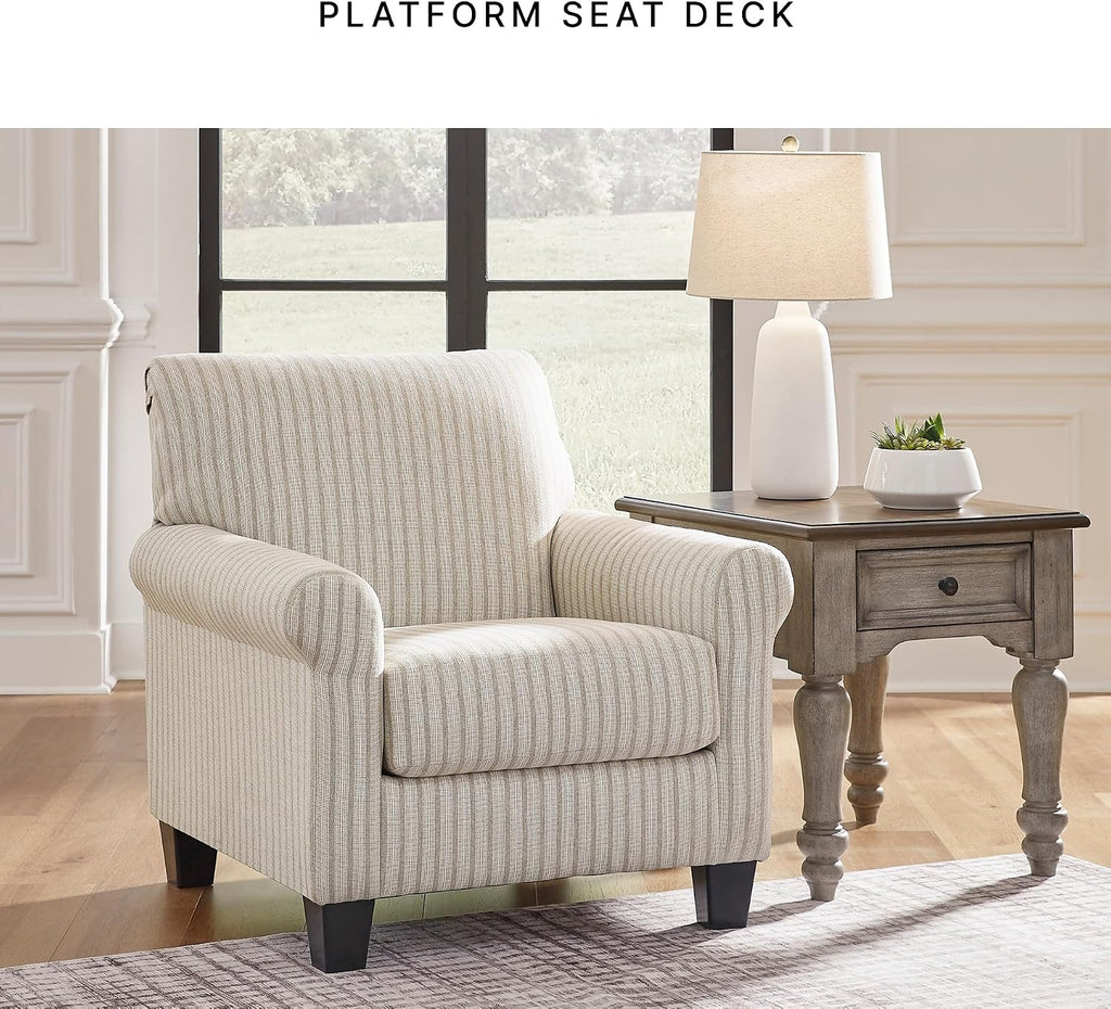 Signature Design by Ashley Valerani Classic Striped Upholstered Accent Chair, Beige