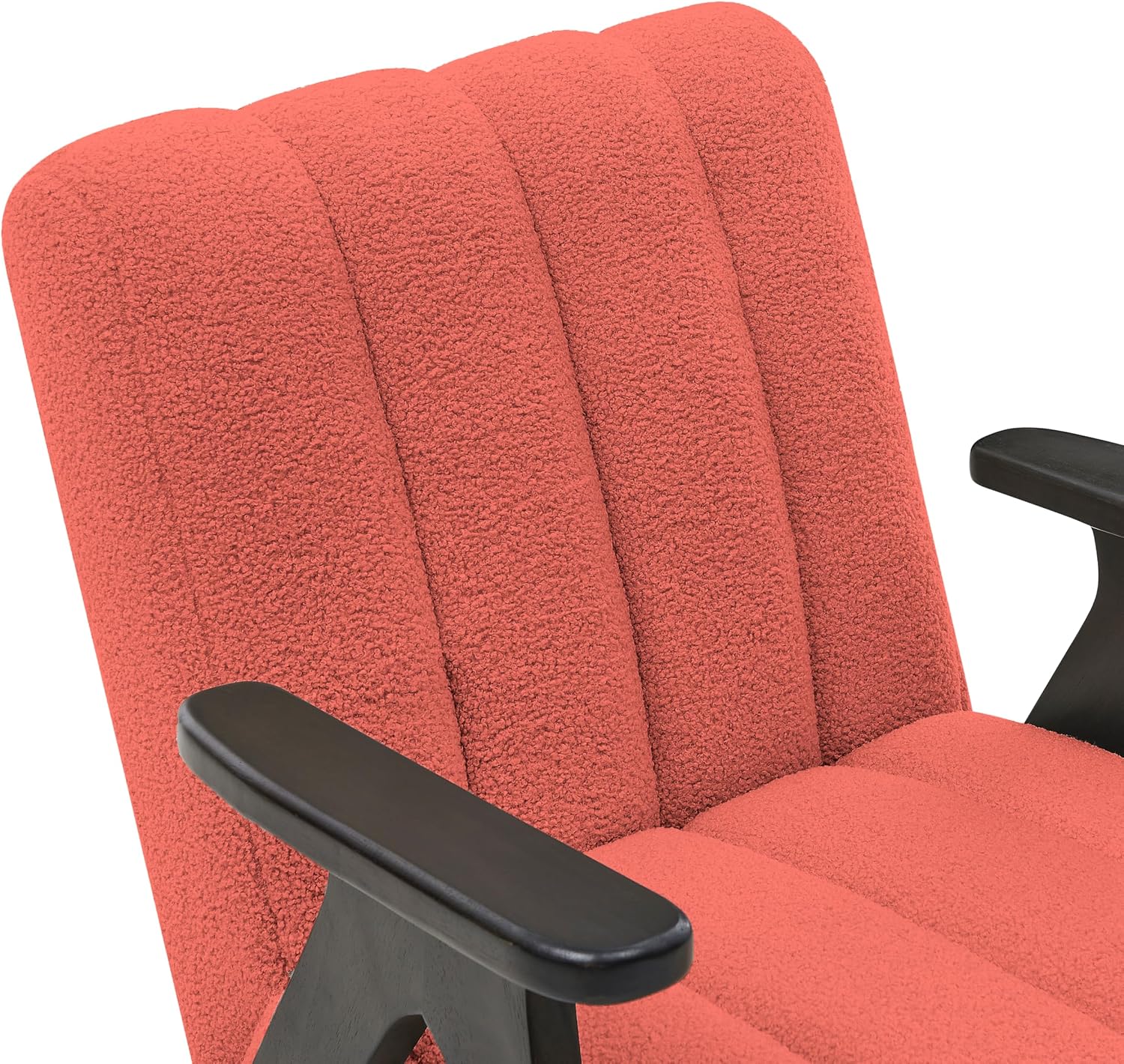 Roundhill Furniture Rella Modern Teddy Sherpa Accent Chair with Espresso Wood Frame, Coral