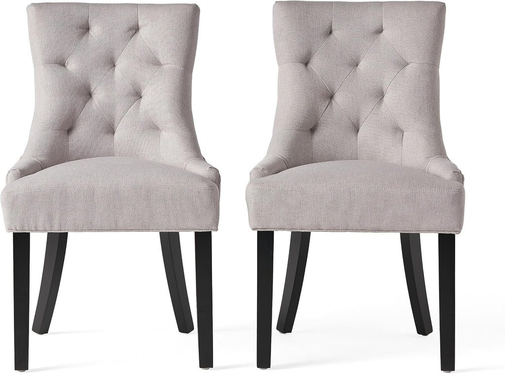 Christopher Knight Home Hayden Fabric Dining Chairs, 2-Pcs Set,Polyester, Light Grey