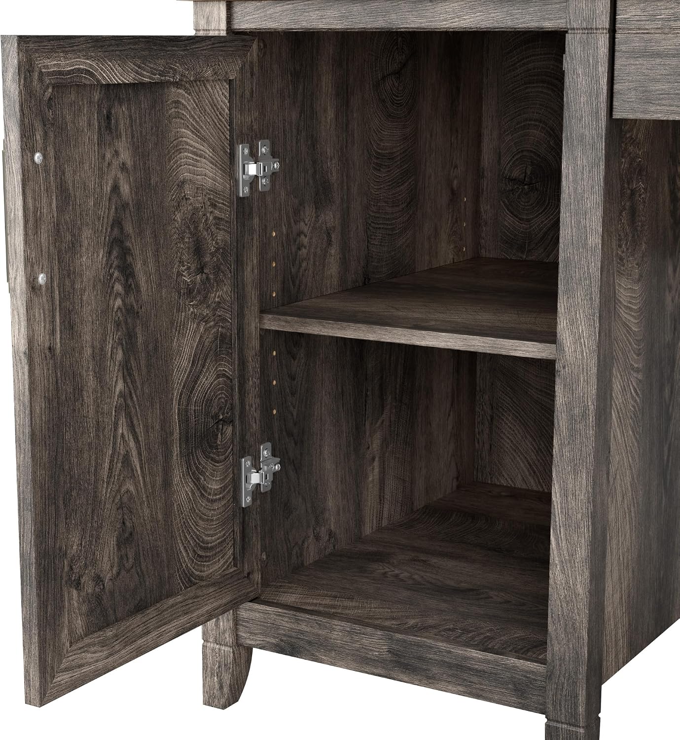 Bush Home Key West Computer Desk with Storage | Farmhouse PC Table for Home Office in Dark Gray Hickory | 54W x 24D