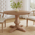 Christopher Knight Home Mundo Round Dining Table for 4, Rustic Wooden Kitchen Table with Pedestal Base, Circle Farmhouse Dinner Furniture for Dining Room, Kitchen, Living Room, Light Natural