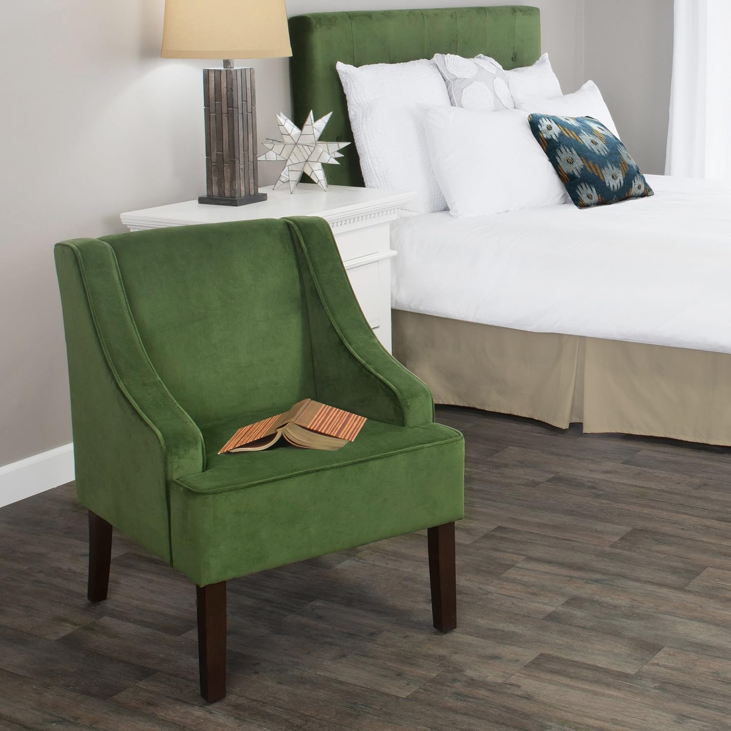 HomePop Classic Swoop Arm Accent Chair - Dark Green