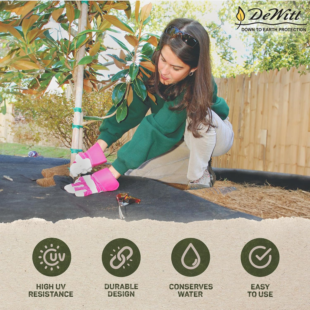 Dewitt 2-Pack 20 Year Weed Barrier Fabric 4.1 oz, 3 x 100 Feet – Heavy-Duty Woven Landscape Ground Cover for Gardens, Greenhouses, Outdoor Displays, Slopes, and Long-Term Weed Control
