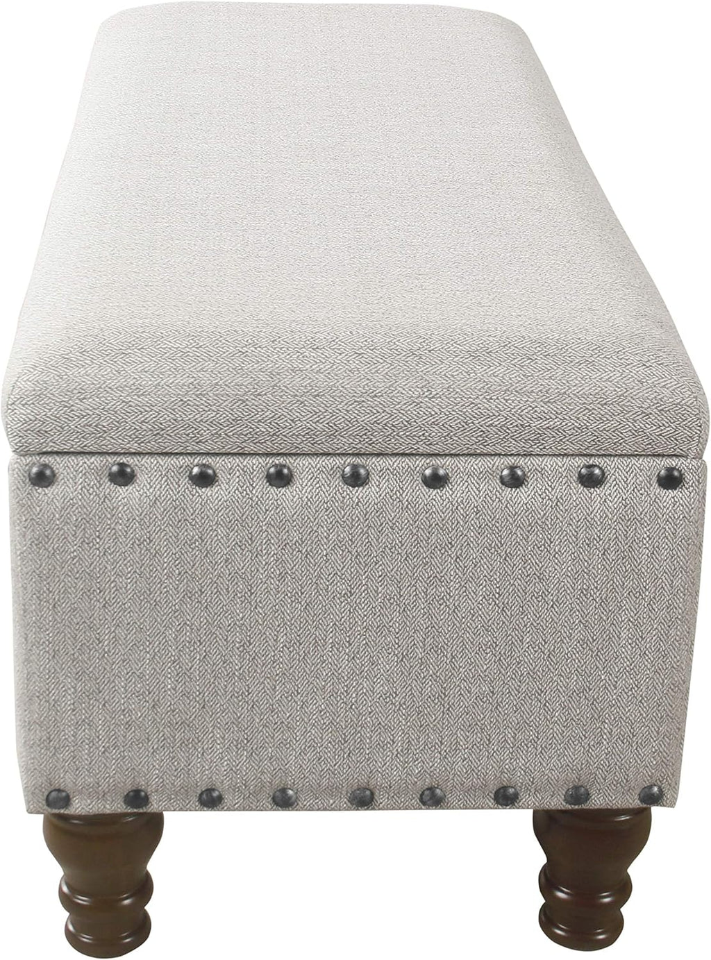 Homepop Home Decor | Upholstered Bench with Nailhead Trim | Large Ottoman with Storage for Living Room & Bedroom | Decorative Home Furniture, Gray Woven