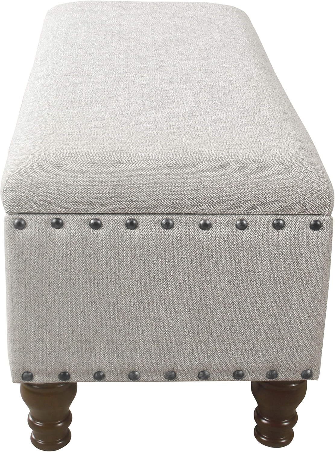 Homepop Home Decor | Upholstered Bench with Nailhead Trim | Large Ottoman with Storage for Living Room & Bedroom | Decorative Home Furniture, Gray Woven