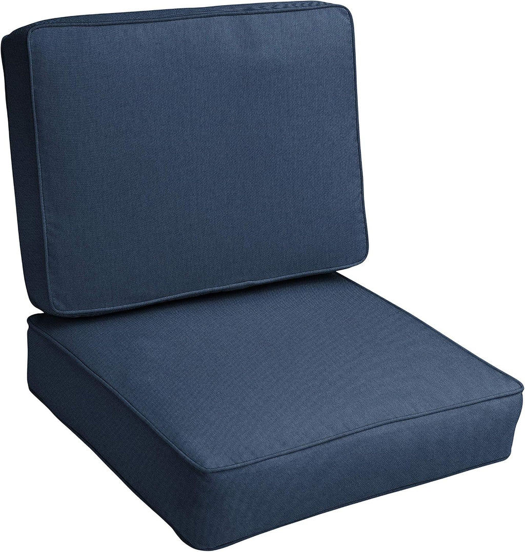 Sorra Home Sunbrella Deep Seating Cushion Set - Outdoor Chair Pad & Back Pillow, Water & Fade Resistant for Patio Furniture with Plush Foam - Spectrum Indigo (23.5' x 23' x 5')