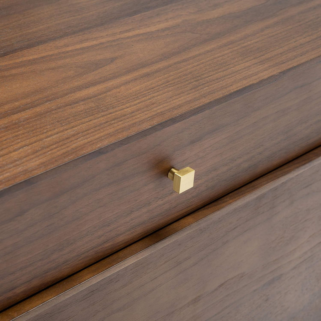 SAFAVIEH Couture Home Collection Adelyn Walnut & Gold 2-Drawer Nightstand Table, Fully Assembled (SFV7209A)