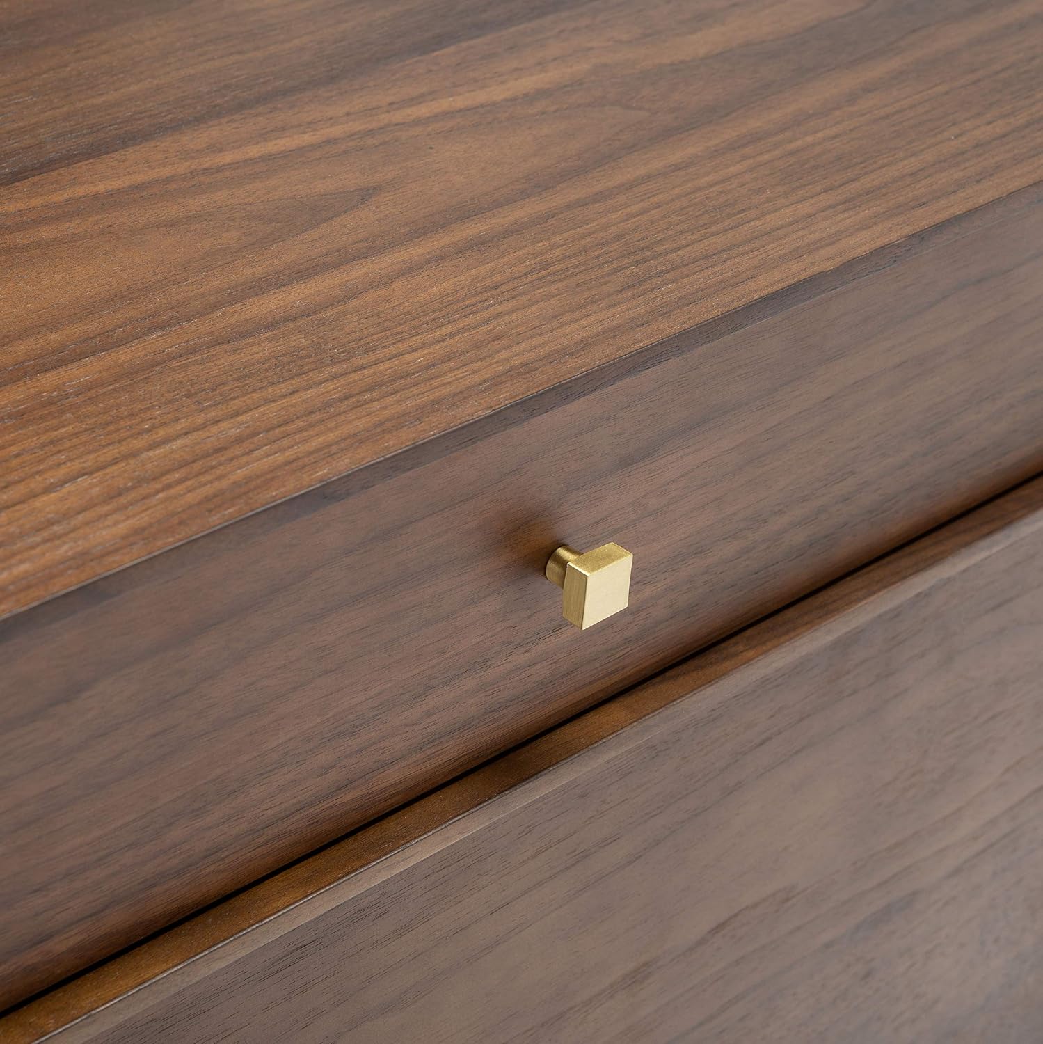 SAFAVIEH Couture Home Collection Adelyn Walnut & Gold 2-Drawer Nightstand Table, Fully Assembled (SFV7209A)