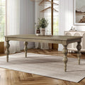 Furniture of America Shelimar Solid Wood 78-inch Rectangular Dining Table with Turned Legs & Plank Style Top, Seats up to 8 for Home Kitchen, Dinettes, Light Washed White