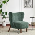 Christopher Knight Home Bella Fabric Upholstered Tufted Wingback Armless Accent Chair, Side Chair with Wooden Legs, Slipper Chair for Living Room, Bedroom, Entryway, Green+Brown