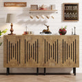 Tribesigns Set of 2 Sideboard Buffet with Storage, 59' Buffet Sideboard Cabinet with Adjustable Shelves, Accent Storage Cabinet for Living Room, Natural