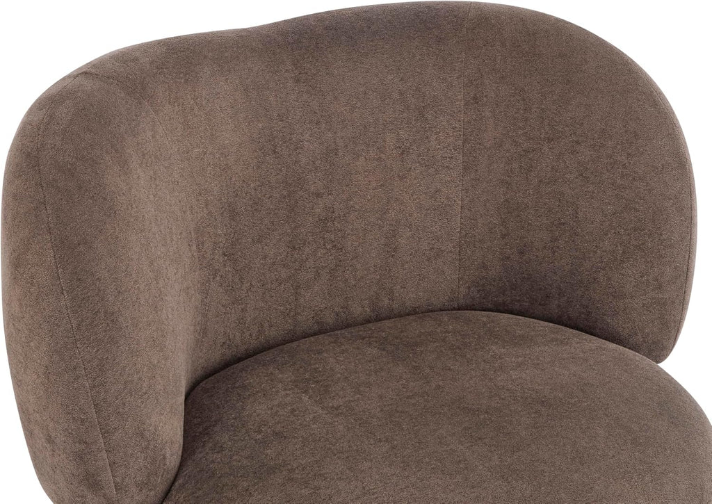 Christopher Knight Home Lily Solid Wood Wingback Accent Chair, Fabric Upholstered Club Chair, Curved Backrest Single Sofa, Comfy Reading Lounge Chair for Living Room, Soft Cushion Seating, Dark Brown