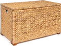 happimess HPM9005A Anada Wicker Weave 30' Storage Trunk, Wooden Frame/Water Hyacinth, Farmhouse, Transitional, Coastal, Rustic for Office, Dorm Room, Living-Room, Bedroom, Dining-Room, Natural