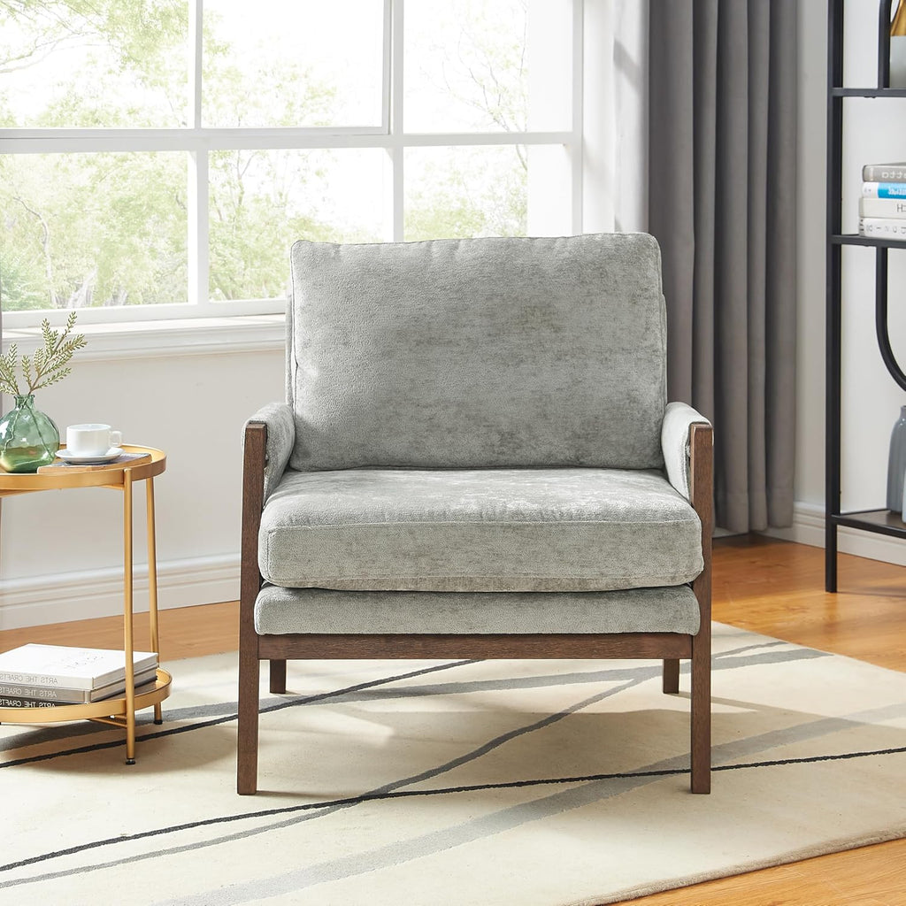 Roundhill Furniture Kelly Mid-Century Modern Accent Armchair, Gray