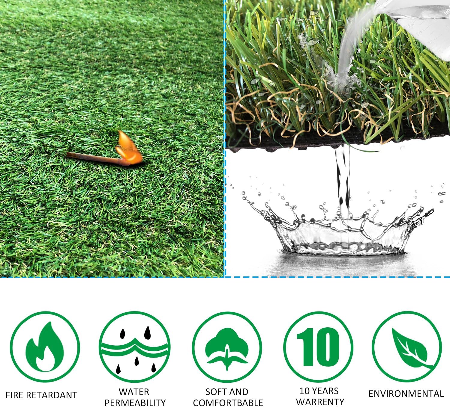 · Petgrow · Realistic Artificial Grass Rug 9FT X 12FT(108 Square FT) - Indoor Outdoor Garden Lawn Landscape Synthetic Turf Mat - Thick Fake Grass Rug