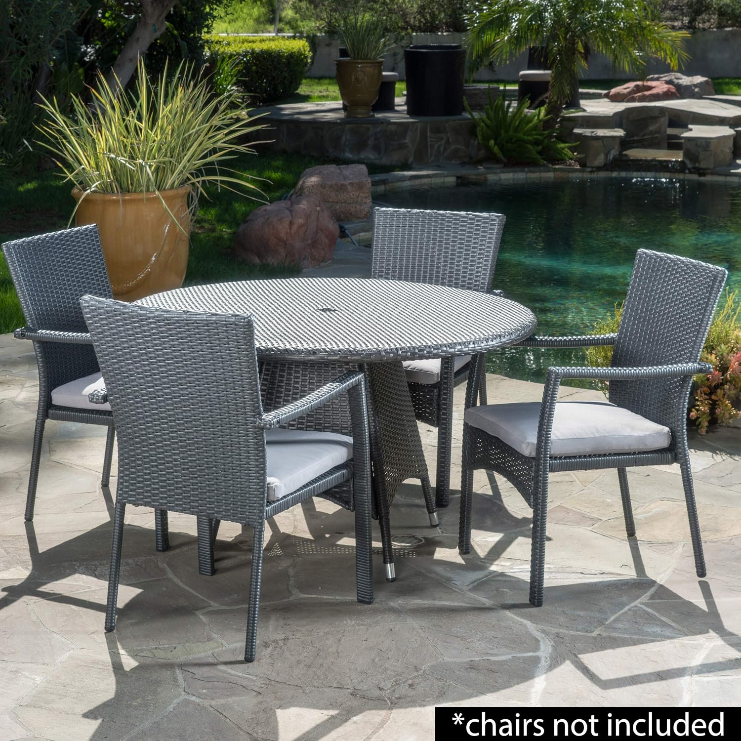 Christopher Knight Home Corsica Wicker Round Dining Table, Grey