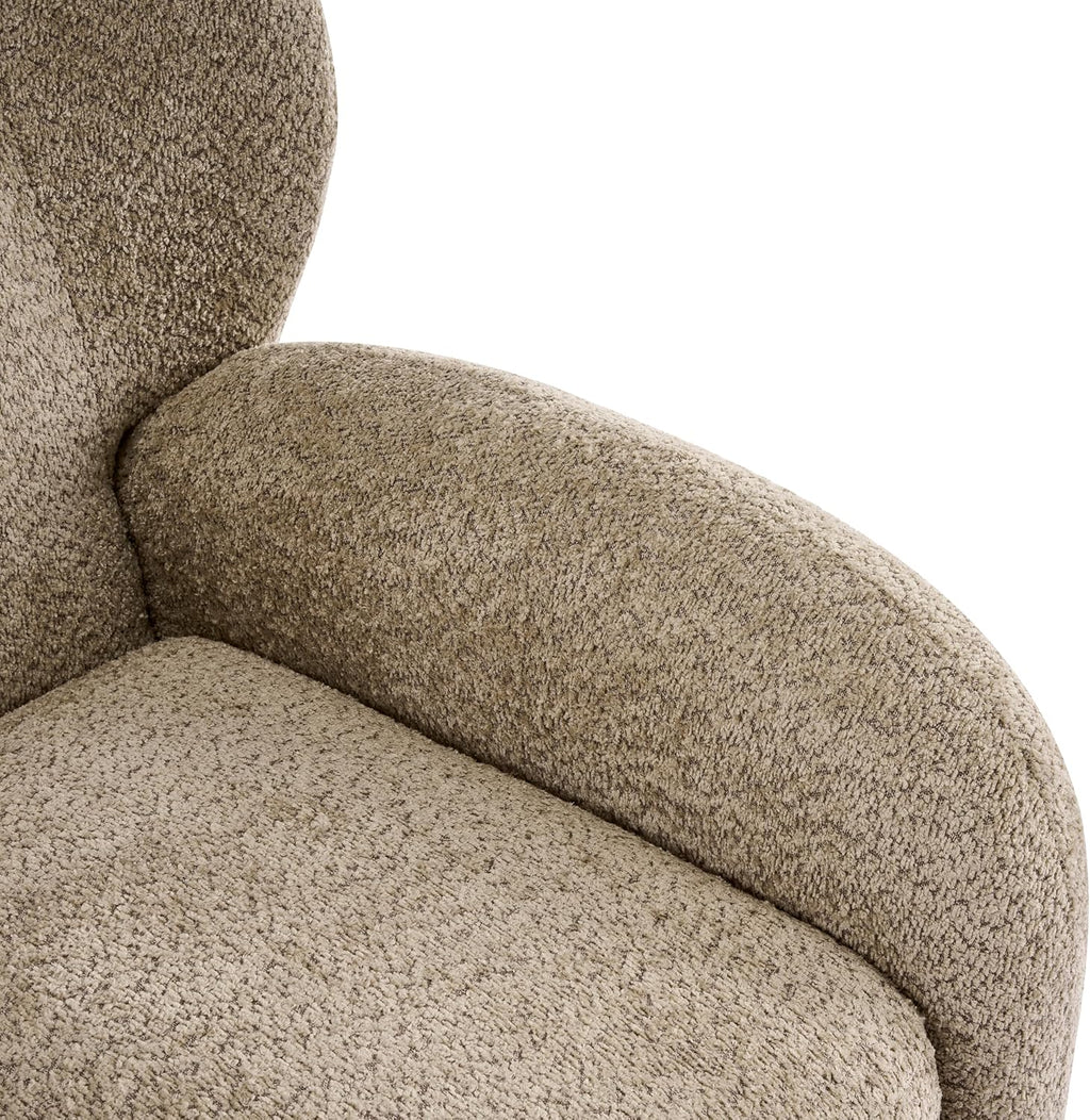 Christopher Knight Home Aiden Boucle Wingback Accent Chair, Fabric Upholstered Club Chair with Wooden Frame, Comfy Reading Chair for Living Room/Bedroom, Light Brown+Walnut Brown