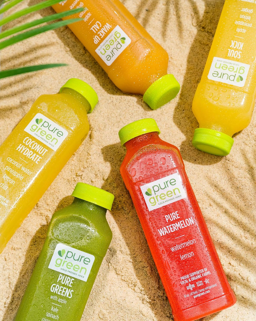 Pure Green Cold Pressed Apple Ginger Cayenne Juice – 12 Bottles 16oz | Morning Energy & Metabolic Support | Non-GMO, Gluten Free, No Artificial Colors or Flavors