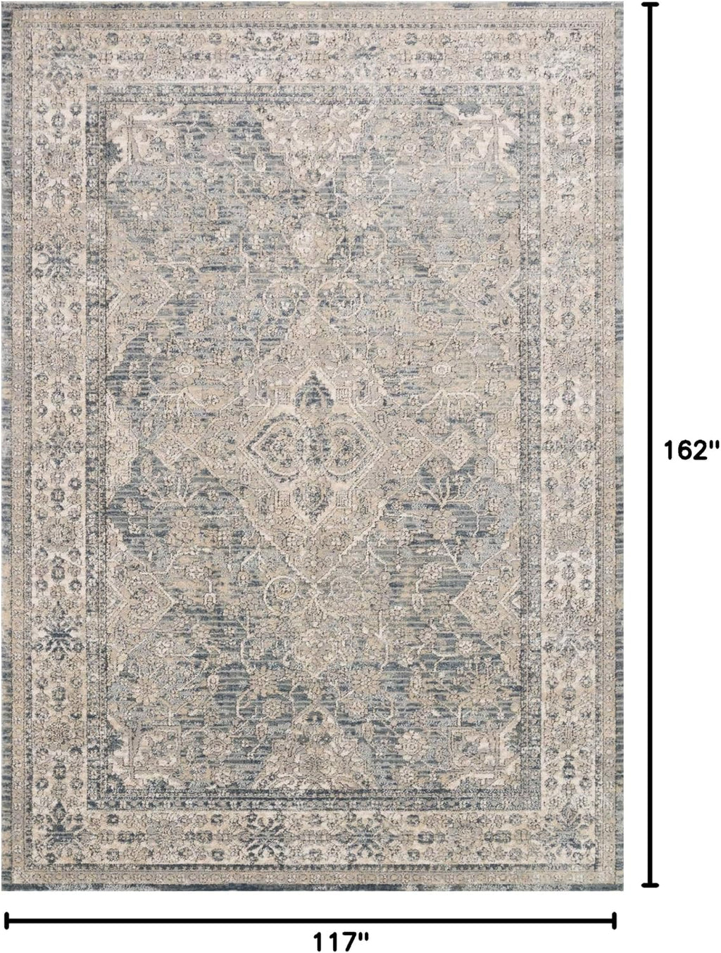 Loloi II Teagan Collection TEA-04 Sky/Natural 9'-9' x 13'-6', .25' Thick, Area Rug, Soft, Durable, Neutral, Woven, Low Pile, Non-Shedding, Easy Clean, Living Room Rug