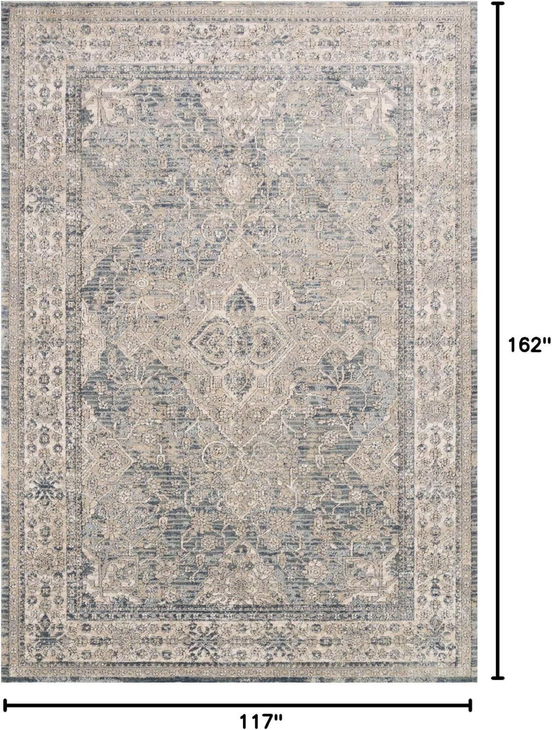Loloi II Teagan Collection TEA-04 Sky/Natural 9'-9' x 13'-6', .25' Thick, Area Rug, Soft, Durable, Neutral, Woven, Low Pile, Non-Shedding, Easy Clean, Living Room Rug
