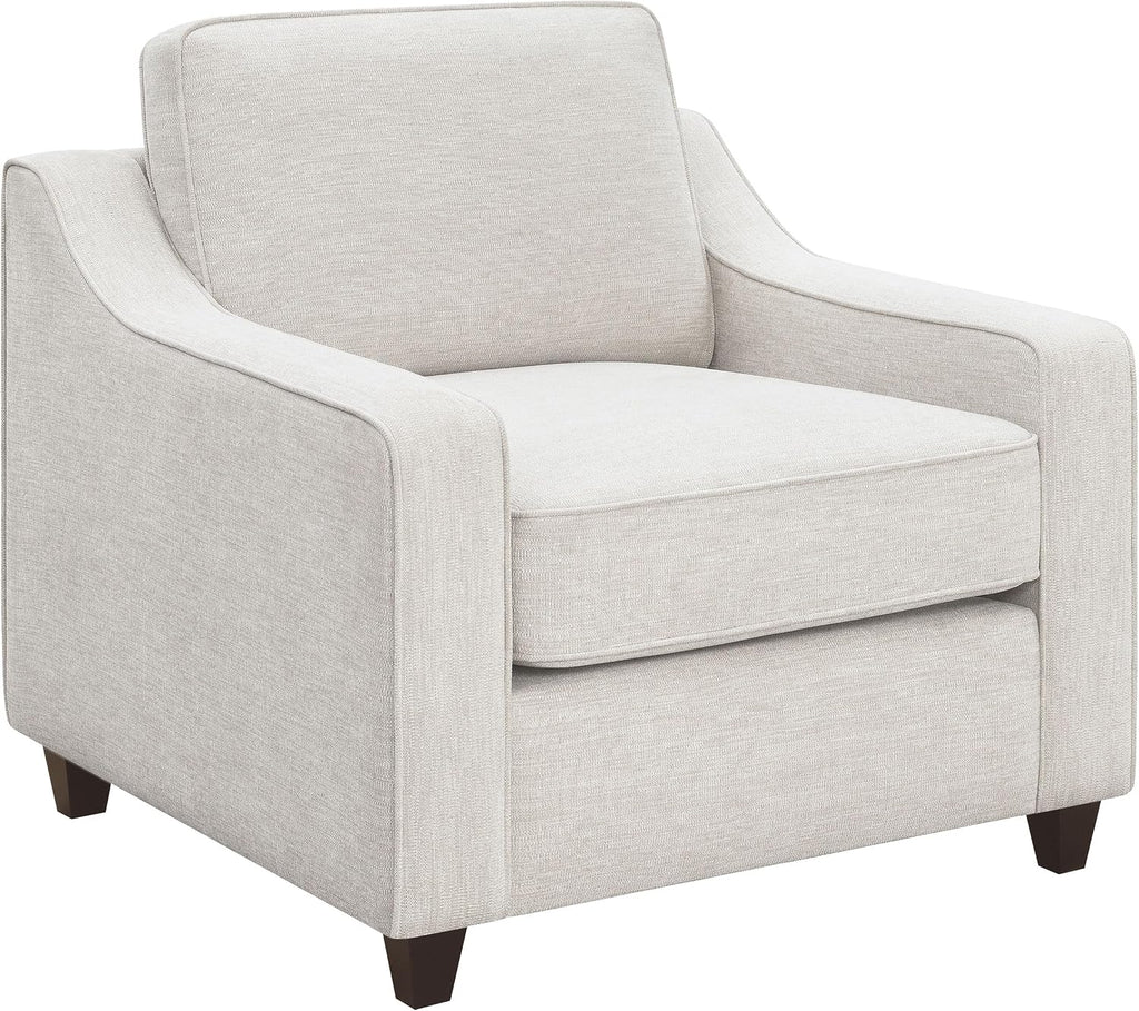 Coaster Home Furnishings - Christine - Upholstered Sloped Track Arm Accent Chair with Padded Seat and Back, Wood Frame, Reversible Cushion and Tapered Wood Legs - Living Room - Beige - 552063