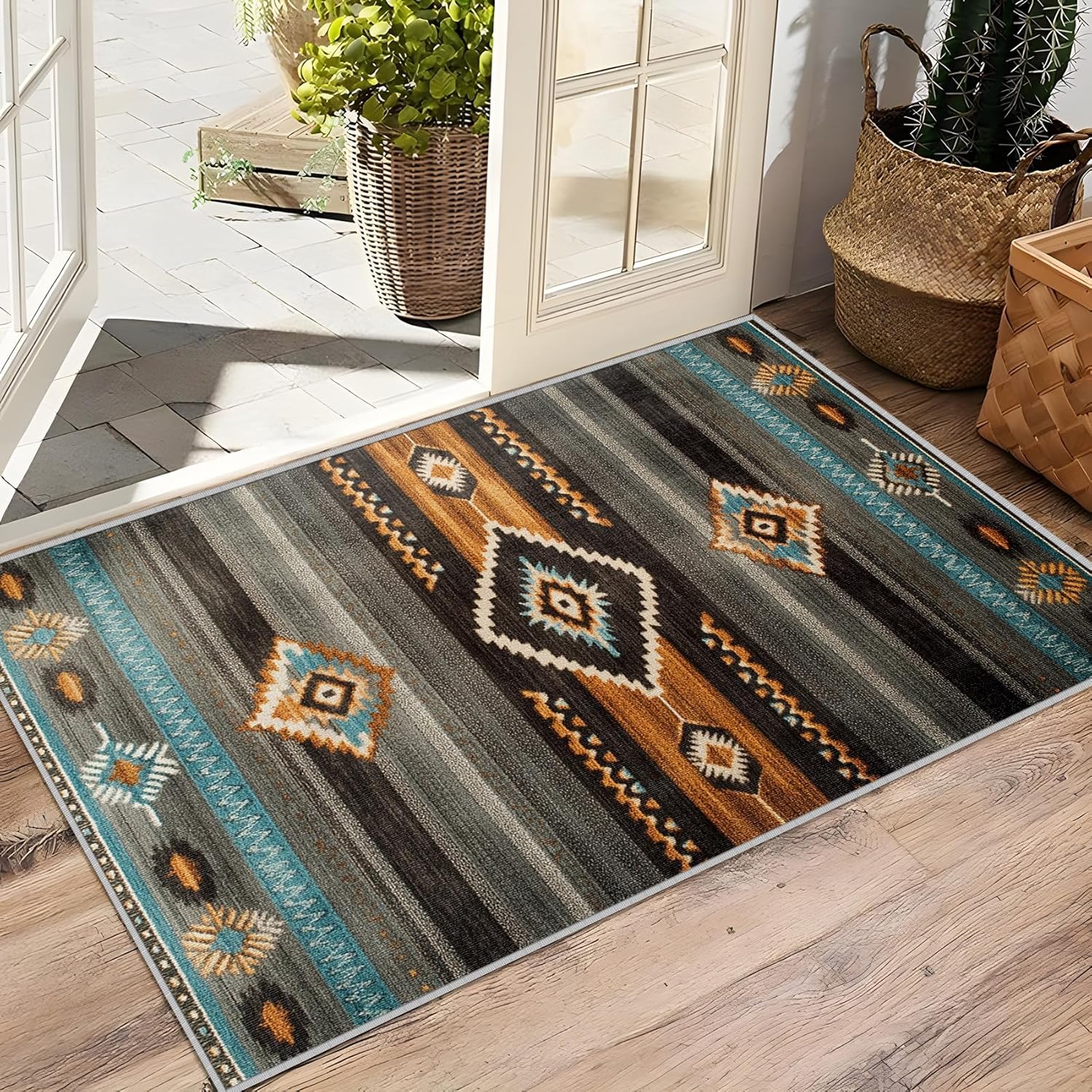 Southwest Rugs for Living Room - 8x10 Rug, Navajo Rug for Living Room, Aztec Tribal Washable Rugs for Bedroom, Indian Navajo Area Rug, Native American Carpet - Home Decor, Southwest Gifts