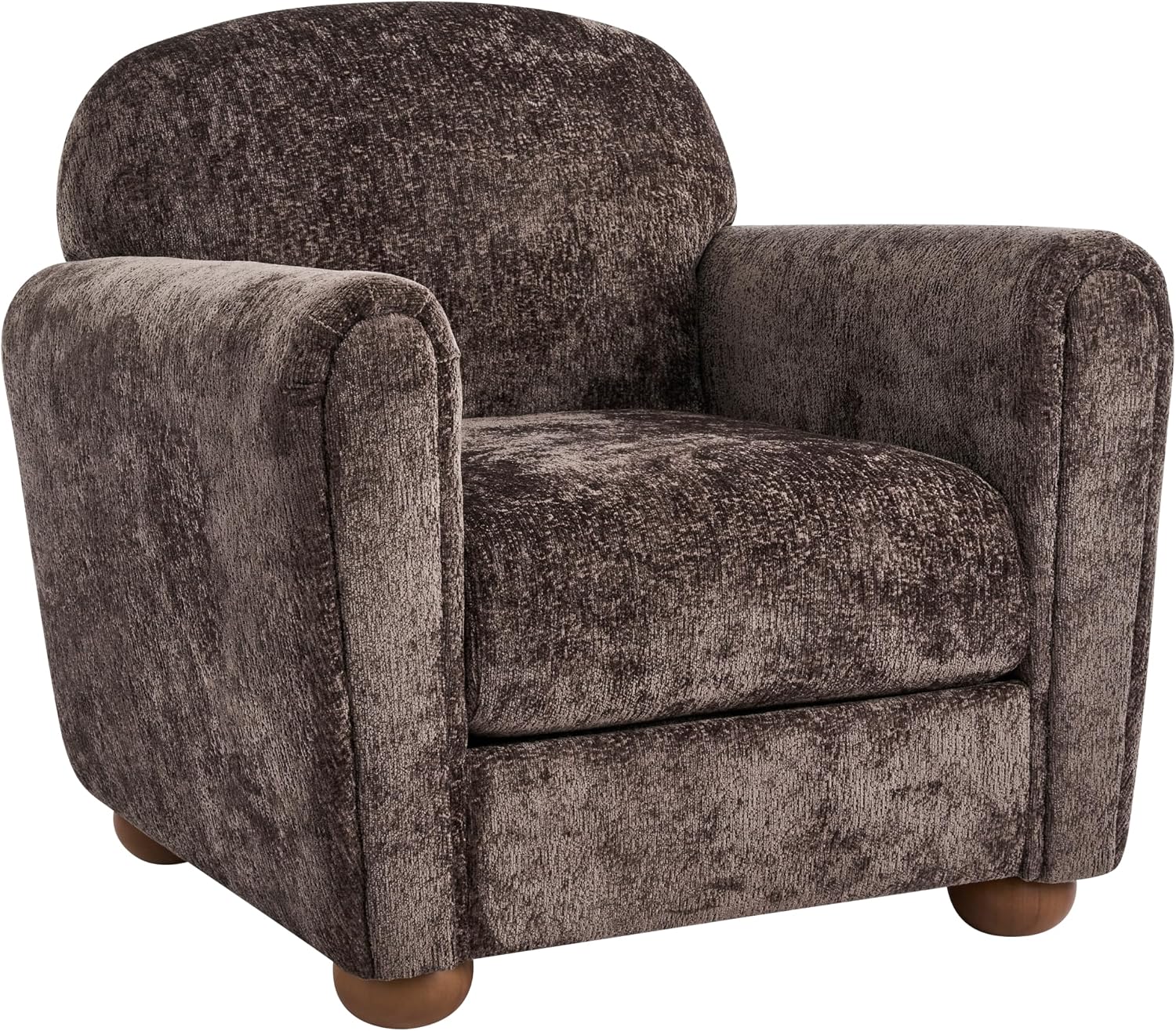 Christopher Knight Home Peysz Modern Accent Chair, Chenille Upholstered Armchair with Rounded Wooden Legs, Comfortable Single Sofa, Soft Cushion Seating, Lounge Chair Indoor, Dark Brown