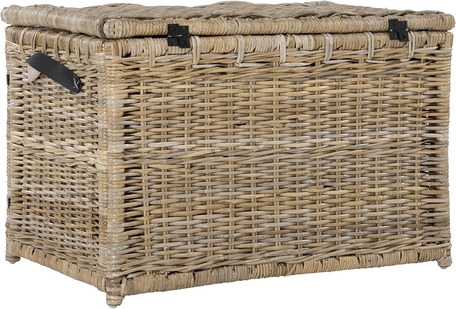 happimess HPM9004B Michael 35' Wicker Storage Trunk, Collapsible for flat storage, Rattan-Kubusoft Gray, Coastal for Office, Dorm Room-LivingRoom, Bedroom, Dining Room, Natural