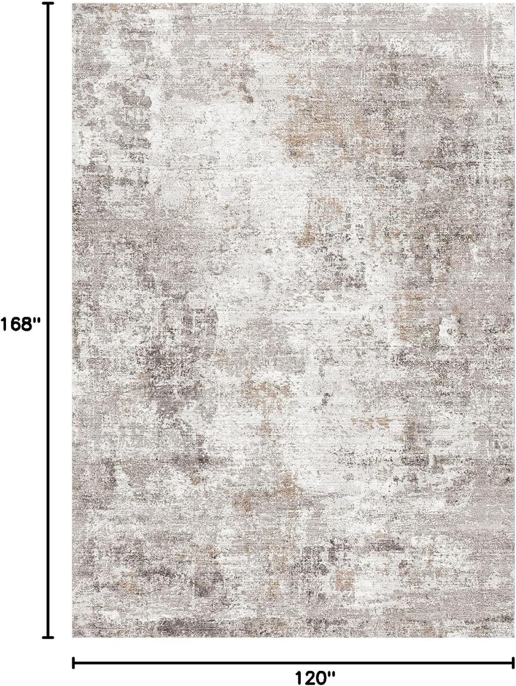 10x14 Area Rug Living Room – Washable Large Neutral Modern Abstract Soft Low Pile Non-Slip Thin Carpet for Bedroom, Dining Room, Home Office (Beige, Grey)