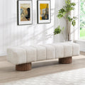 Christopher Knight Home Manila 64' Boucle Dining Bench, Upholstered Ottoman Bench, Rectangular Dining Seat, Spacious Seating, Long Footstool for Living Room Dining Room, No Assembly Needed, Beige