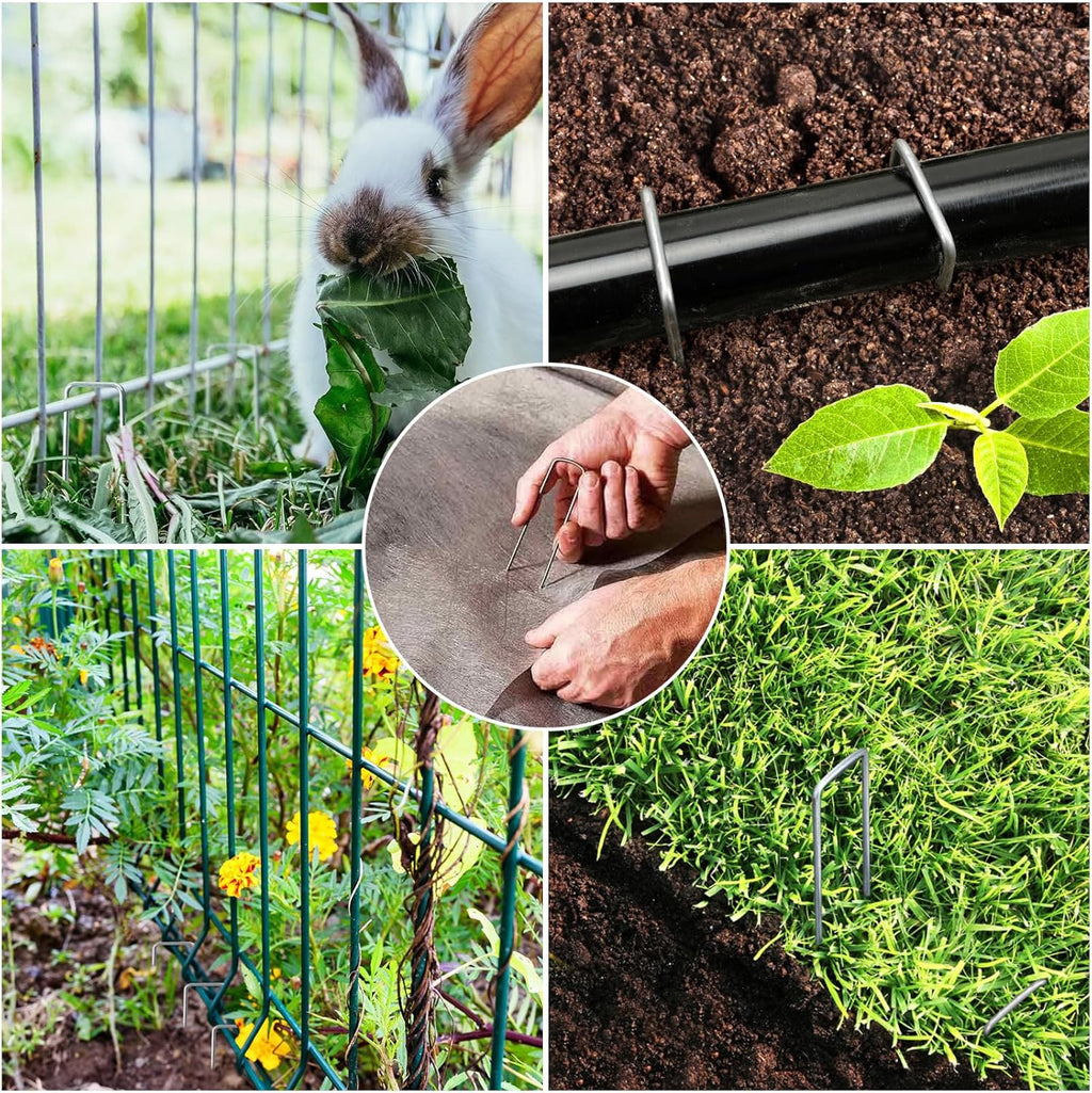 2000 Pack 6 Inch Landscape Staples Bulk, Galvanized Garden Stakes 11 Gauge U-Shaped Pins Tent Stakes Yard Ground Staples for Landscaping Fabric, Lawn, Turf, Fence, Plant Cover, Irrigation