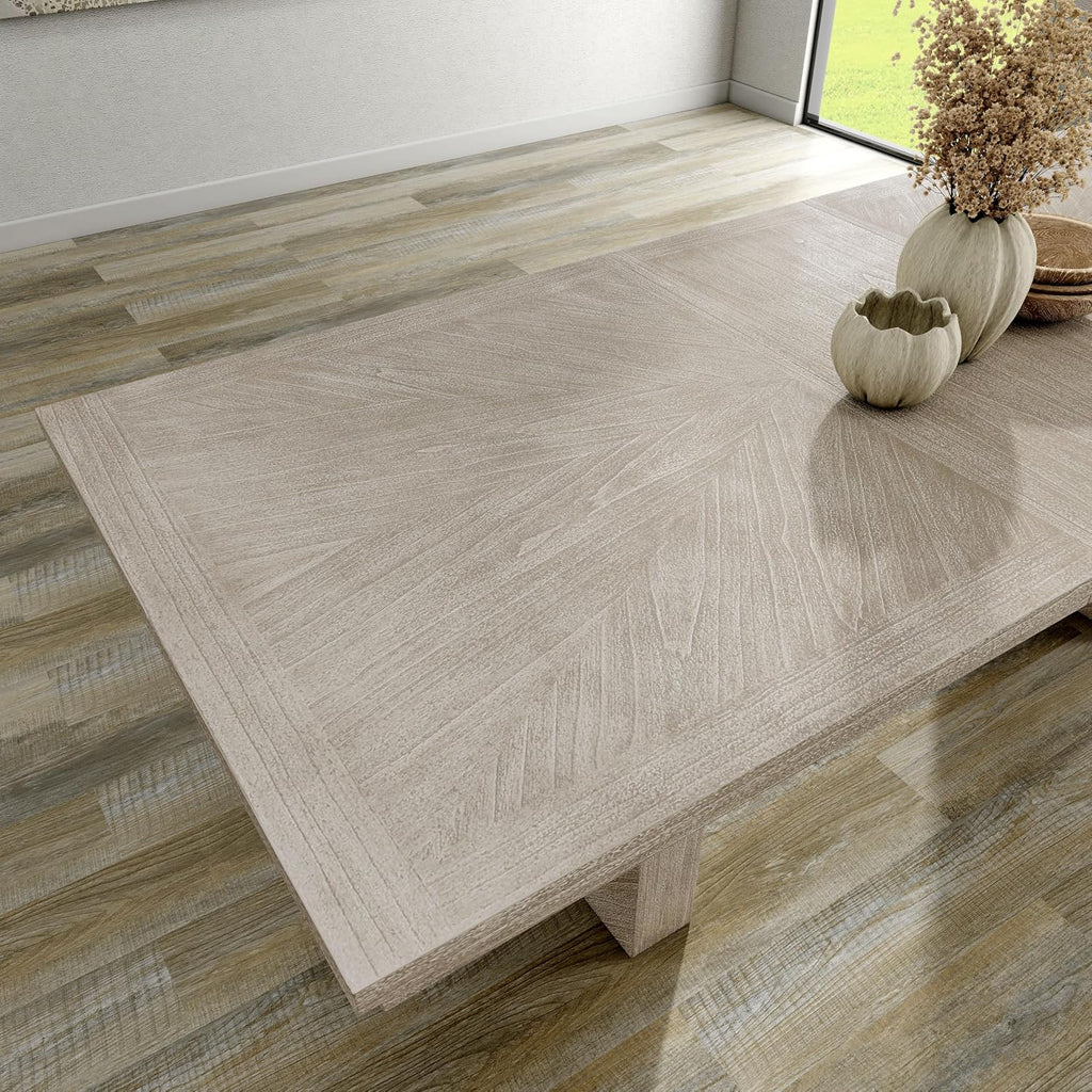 Furniture of America Westely Farmhouse Solid Wood 76-inch Rectangular Extendable Dining Table with 18-inch Removable Leaf, Seats up to 8 for Home, Kitchen, Living Room, Dinettes, Natural
