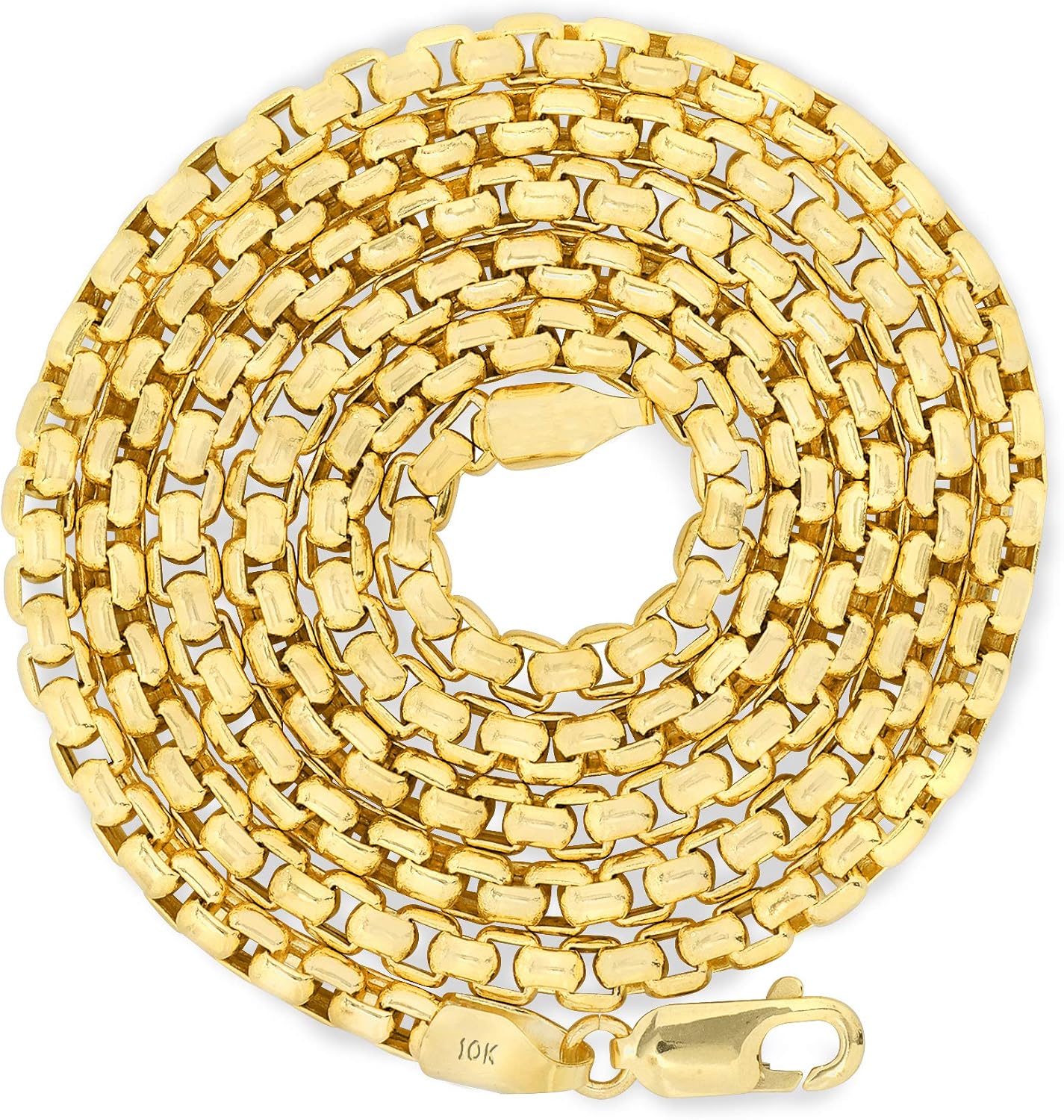 Nuragold 10k Real Yellow Gold Cable 3mm Rolo Round LInk Chain Necklace (16'-30') Italian Jewelry for Men & Women