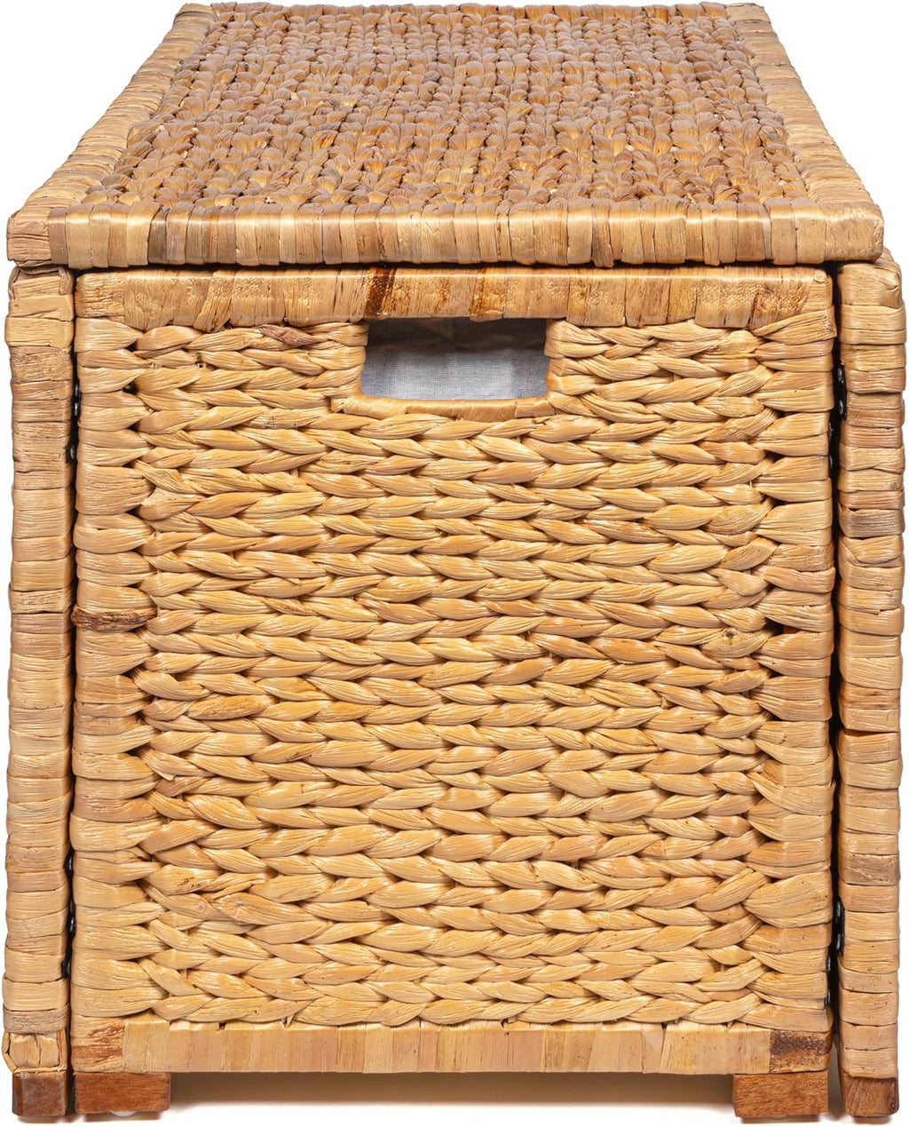 happimess HPM9005A Anada Wicker Weave 30' Storage Trunk, Wooden Frame/Water Hyacinth, Farmhouse, Transitional, Coastal, Rustic for Office, Dorm Room, Living-Room, Bedroom, Dining-Room, Natural