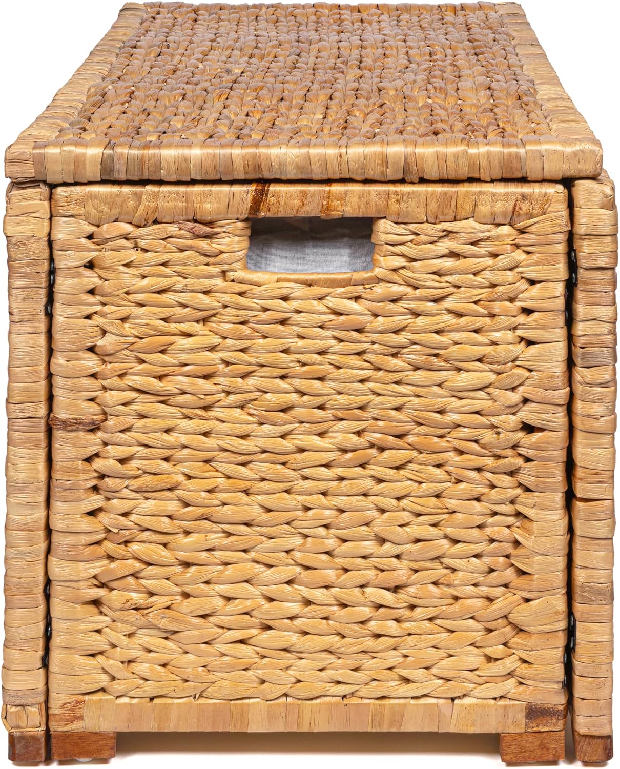 happimess HPM9005A Anada Wicker Weave 30' Storage Trunk, Wooden Frame/Water Hyacinth, Farmhouse, Transitional, Coastal, Rustic for Office, Dorm Room, Living-Room, Bedroom, Dining-Room, Natural