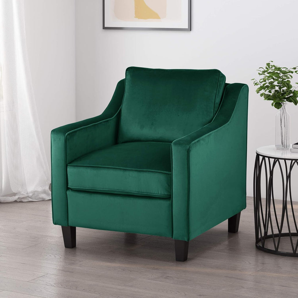 Christopher Knight Home Rachel Contemporary Velvet Club Chair, Green, Dark Brown