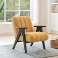 Roundhill Furniture Rella Modern Teddy Sherpa Accent Chair with Espresso Wood Frame, Yellow