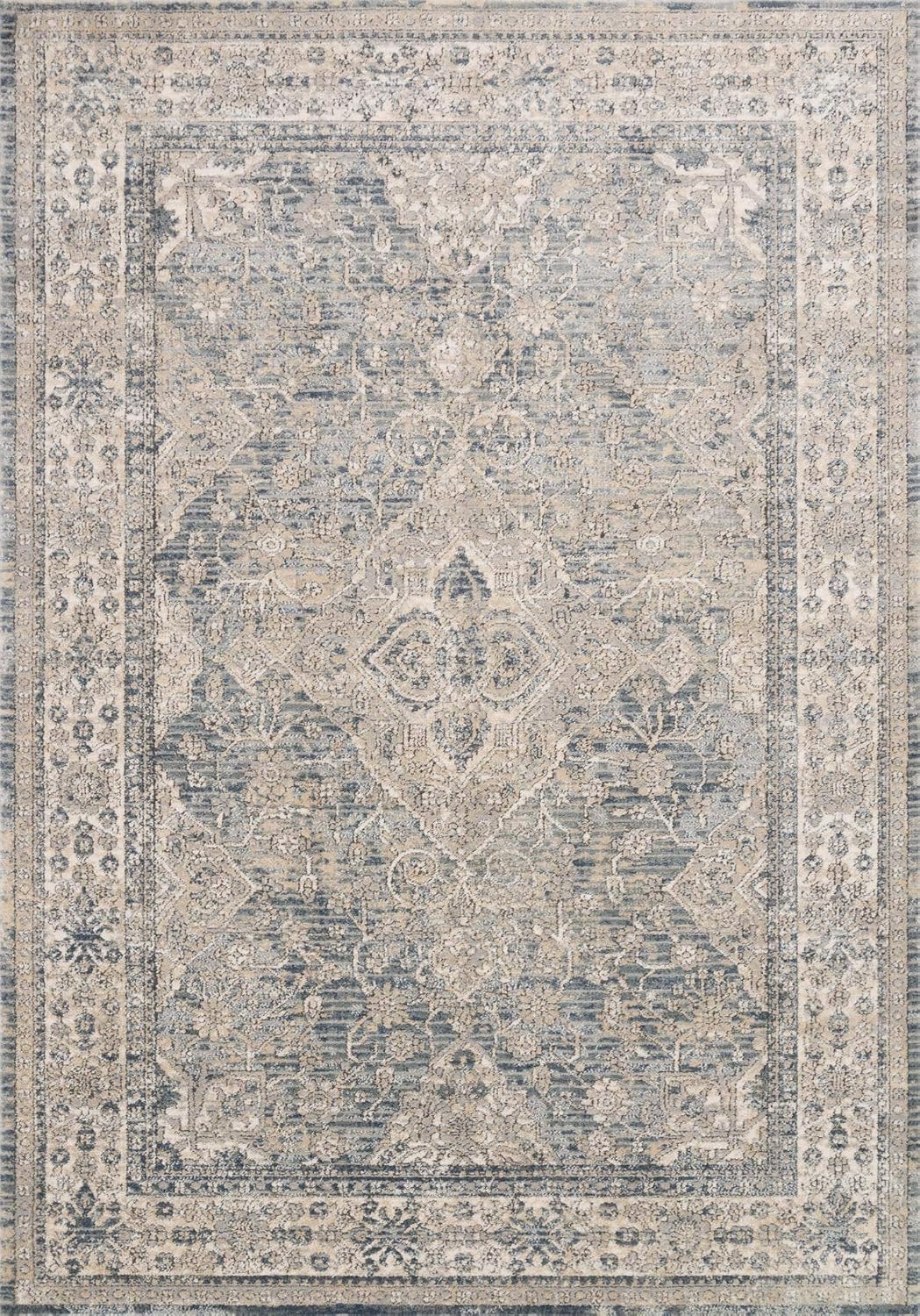 Loloi II Teagan Collection TEA-04 Sky/Natural 11'-6' x 15', .25' Thick, Area Rug, Soft, Durable, Neutral, Woven, Low Pile, Non-Shedding, Easy Clean, Living Room Rug