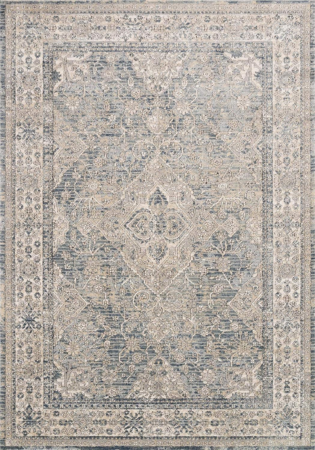 Loloi II Teagan Collection TEA-04 Sky/Natural 9'-9' x 13'-6', .25' Thick, Area Rug, Soft, Durable, Neutral, Woven, Low Pile, Non-Shedding, Easy Clean, Living Room Rug