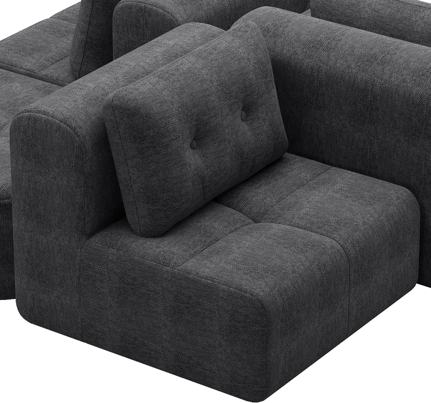 112' Compressed Boneless Sectional Sofa with Movable Ottoman Convertible L Shaped Modular Corner Couch for Living Room - Oversized Cloud Couches W/Tufted Cushions and Deep Seat