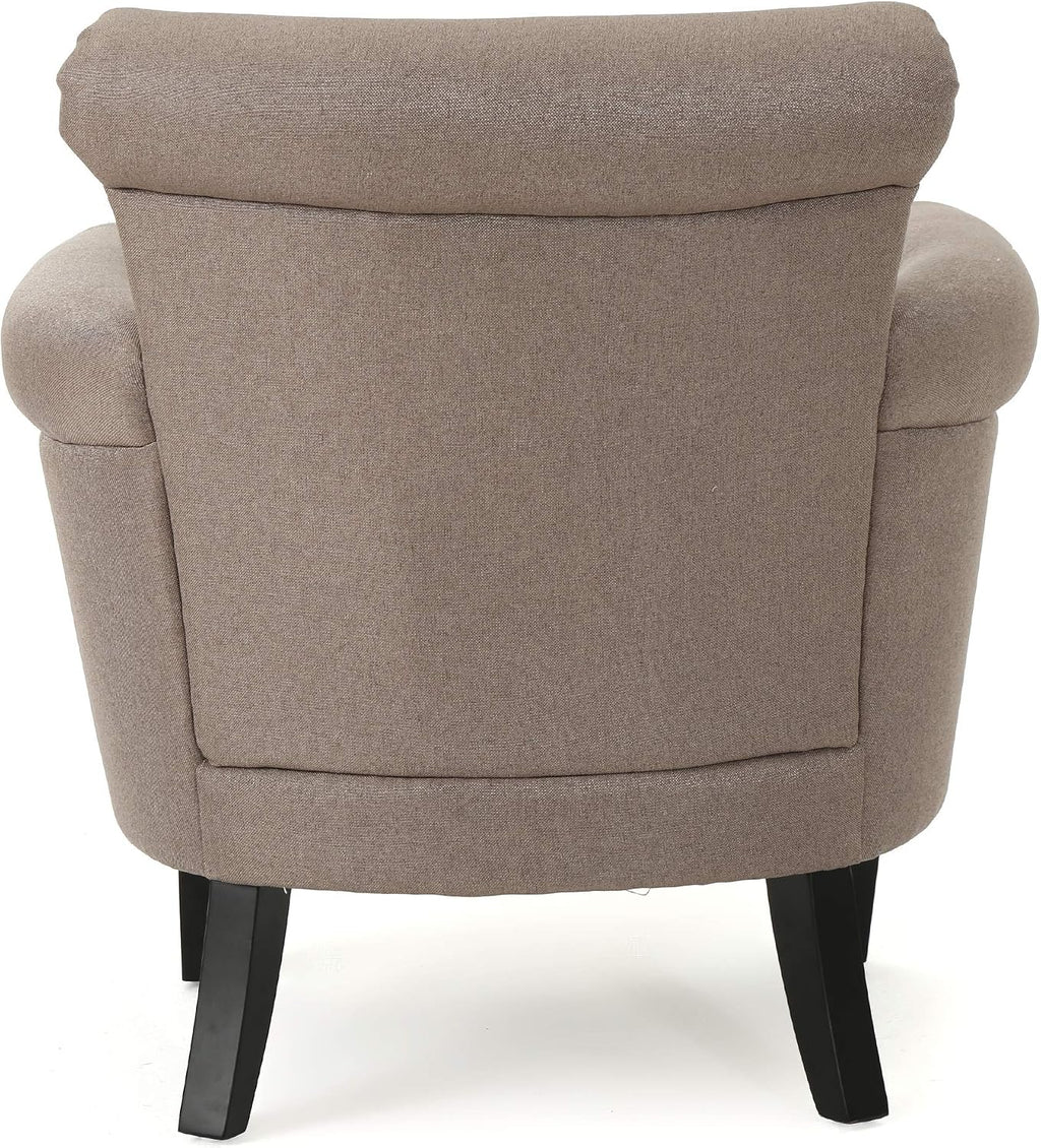 Christopher Knight Home Brice Vintage Scroll Arm Studded Fabric Club Chair, Light Coffee / Dark Brown, 31D x 29.5W x 31.5H in