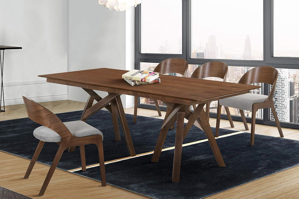 Armen Living Polly Mid-Century Modern Dining Accent Chairs Finish Fabric-Set of 2, 20' Wide, Walnut/Grey