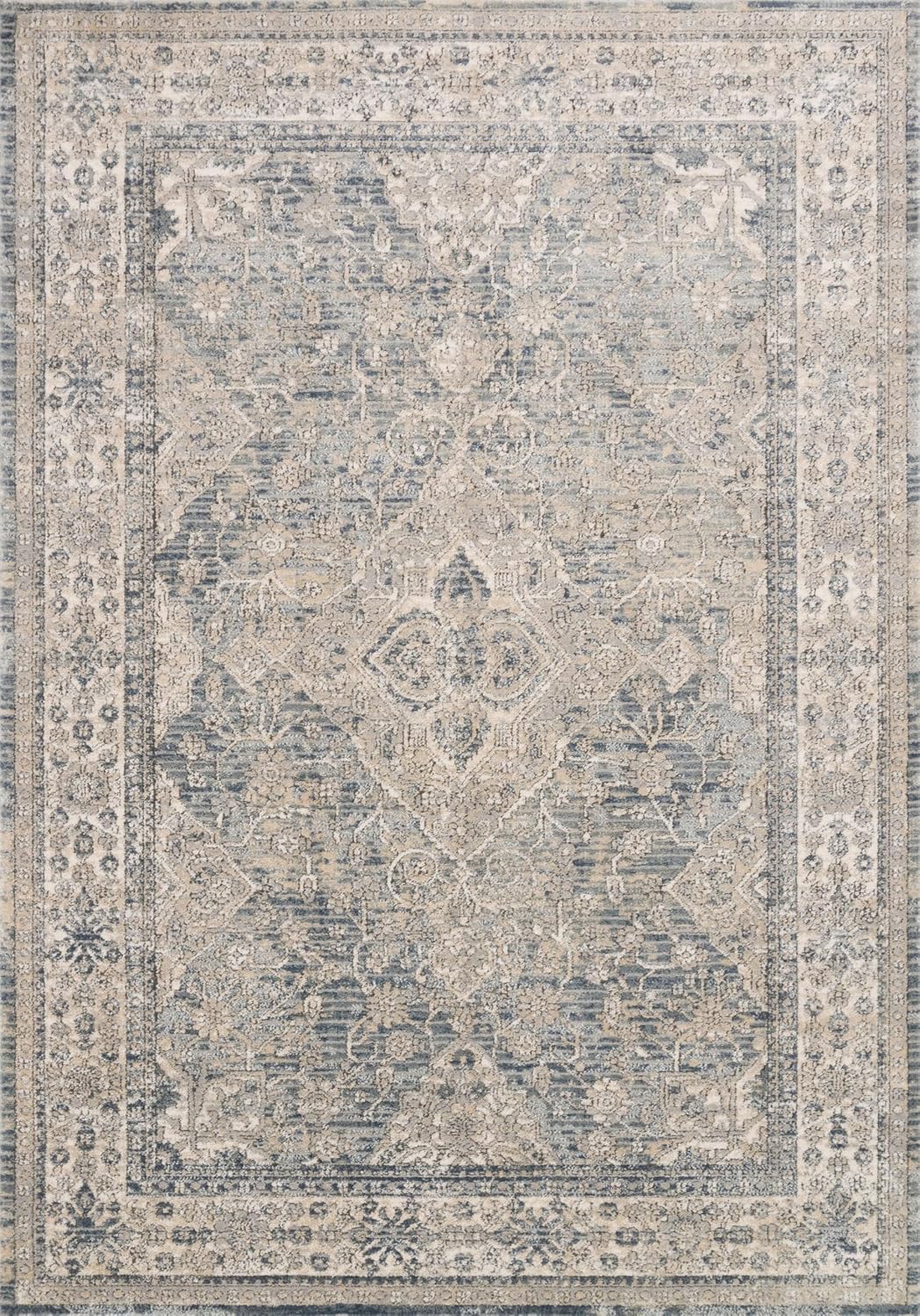 Loloi II Teagan Collection TEA-04 Sky/Natural 11'-6' x 15', .25' Thick, Area Rug, Soft, Durable, Neutral, Woven, Low Pile, Non-Shedding, Easy Clean, Living Room Rug