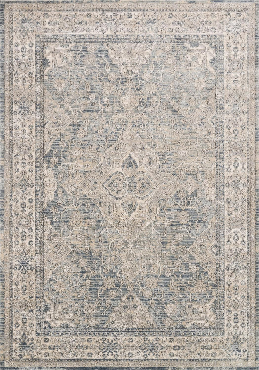 Loloi II Teagan Collection TEA-04 Sky/Natural 7'-11' x 10'-6', .25' Thick, Area Rug, Soft, Durable, Neutral, Woven, Low Pile, Non-Shedding, Easy Clean, Living Room Rug