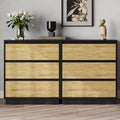 FansaFurn Wide Nightstand Set of 2, Black Nightstand for Bedroom, Large End Table with 3 Drawers, Bedside Table for Home Office, Black and Wood