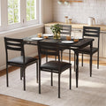 GarveeHome 5 Piece Dining Table Set, Industrial Style Dining Table and Chairs Set for 4, Kitchen Table Set for Dining Room Kitchen Apartment, Black