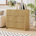 MAISONARIA Fluted Dresser for Bedroom, 32 Inch Wide Nightstand with Large Drawer, 3 Drawer End Table for Bedroom, Living Rooms, Offices, and Entryways, Natural