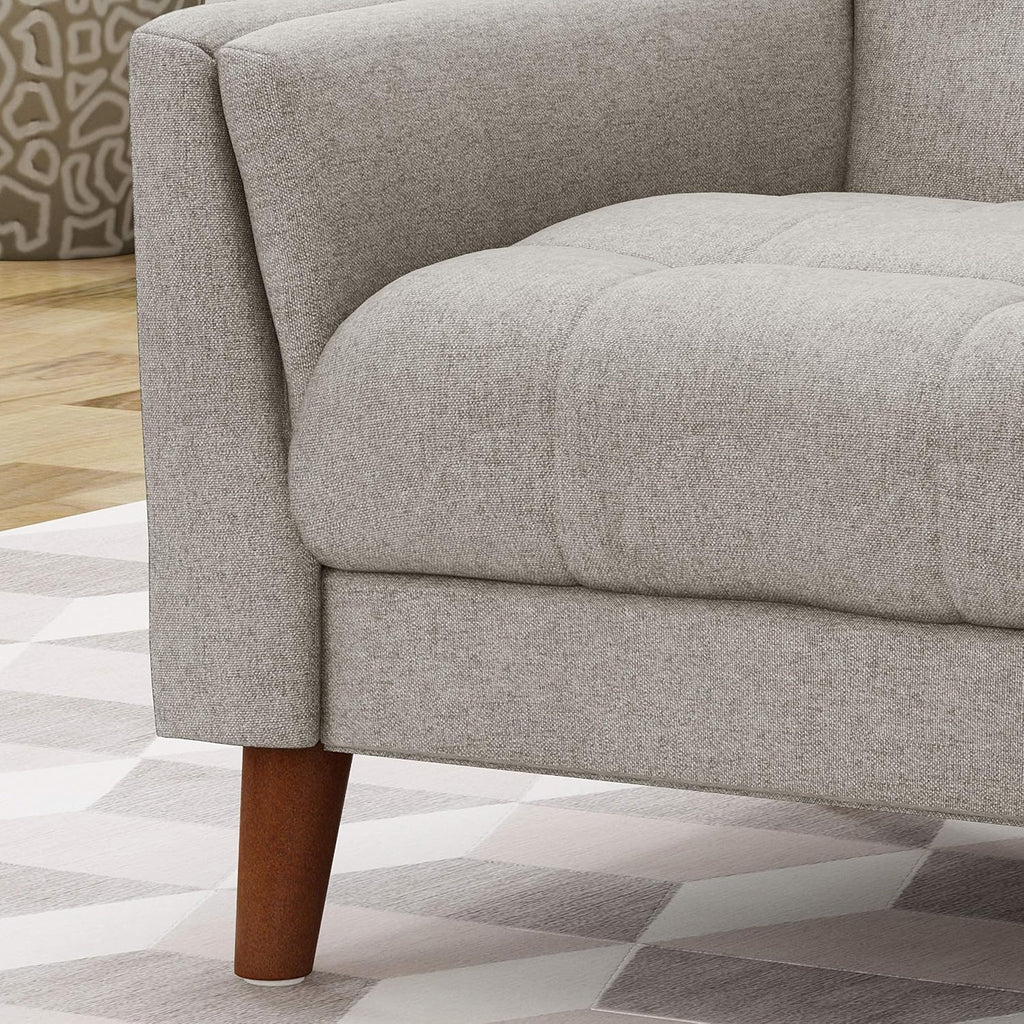 Christopher Knight Home Evelyn Mid Century Modern Fabric Arm Chair, Beige & Walnut (305538