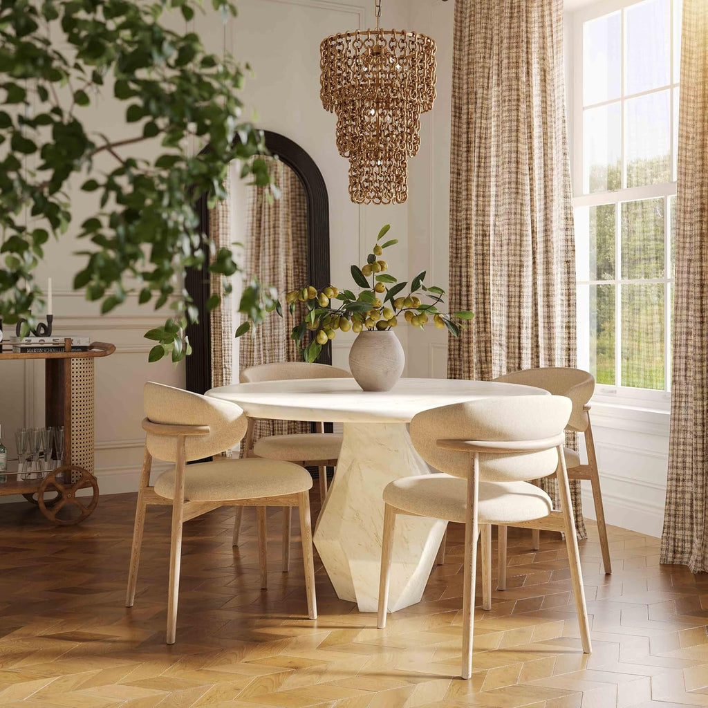 Tov Furniture Zinea Cream Performance Textured Velvet Dining Chair